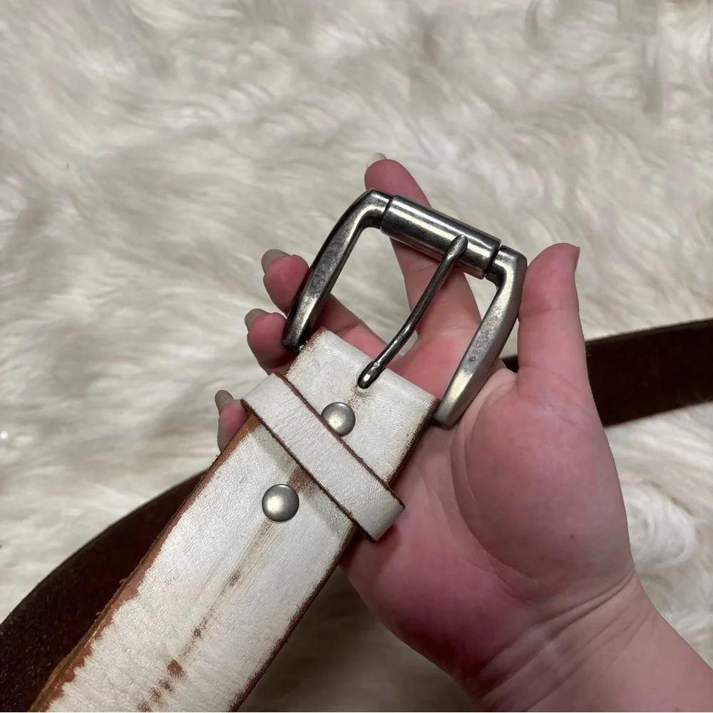 Bill Adler Designs White Genuine Leather Belt size 36